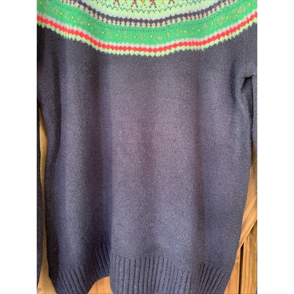 Talbots Fair Isle Beaded Sweater Womens M Navy Green Excellent Winter Ski - Picture 5 of 8